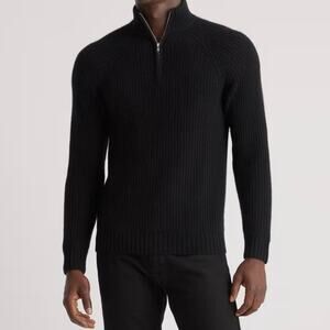 EUC Quince Men’s Black Cashmere Fisherman Quarter Zip Sweater Sz XL 3318